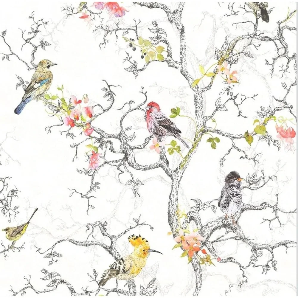 Holden Decor Statement Ornithology White/Multi Wallpaper 4 Rolls Bird Nature
